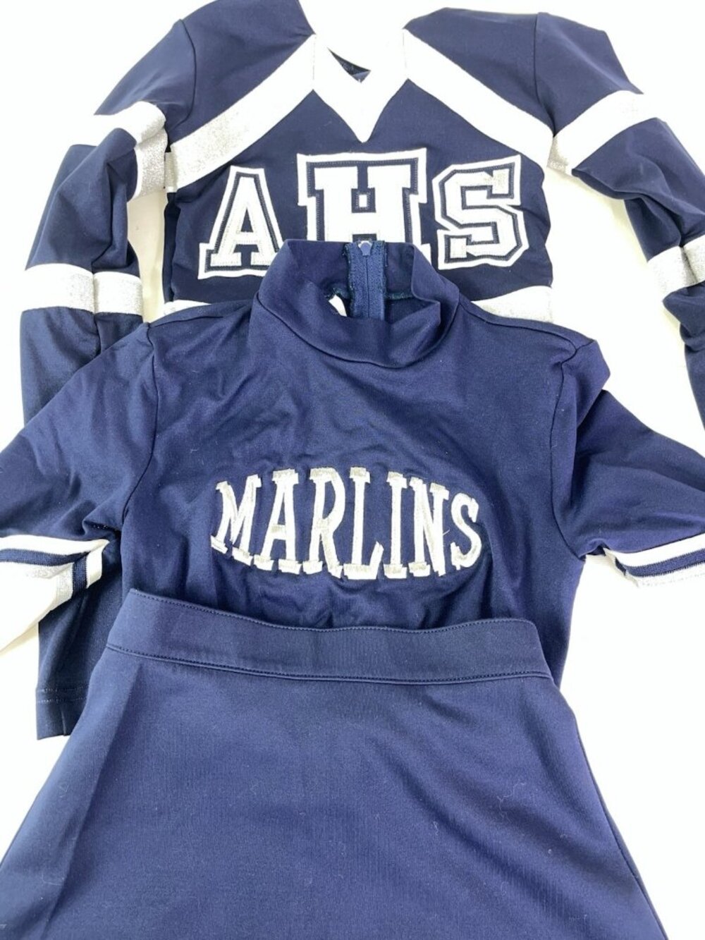 3 Pc REAL Cheerleader Uniform AHS Marlins Halloween Costume Child 28 Top 22 Skir